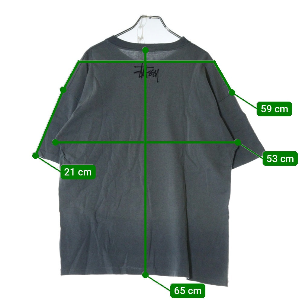 STUSSY(ステューシー) 90s OLD STUSSY STOCK LOGO MAN オールドステューシー ストックロゴマン 両面プリント Tシャツ 半袖カットソー グレー