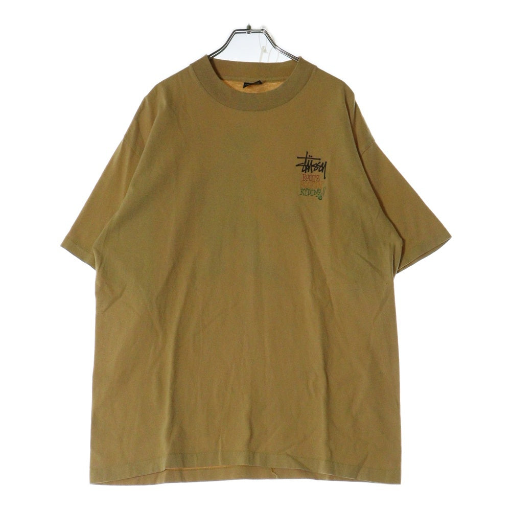 STUSSY(ステューシー) 80s OLD STUSSY ROOTZ ROCKIN RYDIMZ オールドステューシー ラスタカラー 両面プリント Tシャツ 半袖カットソー イエロー