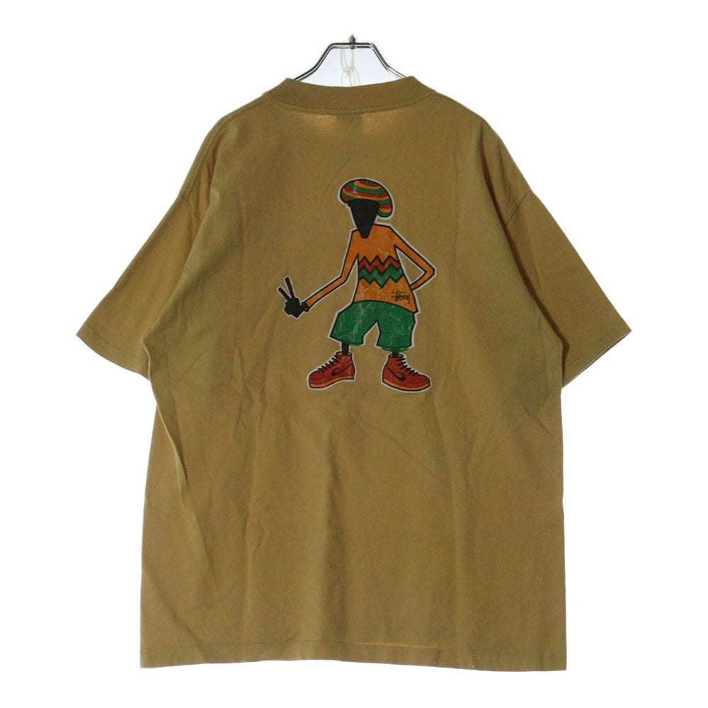 STUSSY(ステューシー) 80s OLD STUSSY ROOTZ ROCKIN RYDIMZ オールドステューシー ラスタカラー 両面プリント Tシャツ 半袖カットソー イエロー