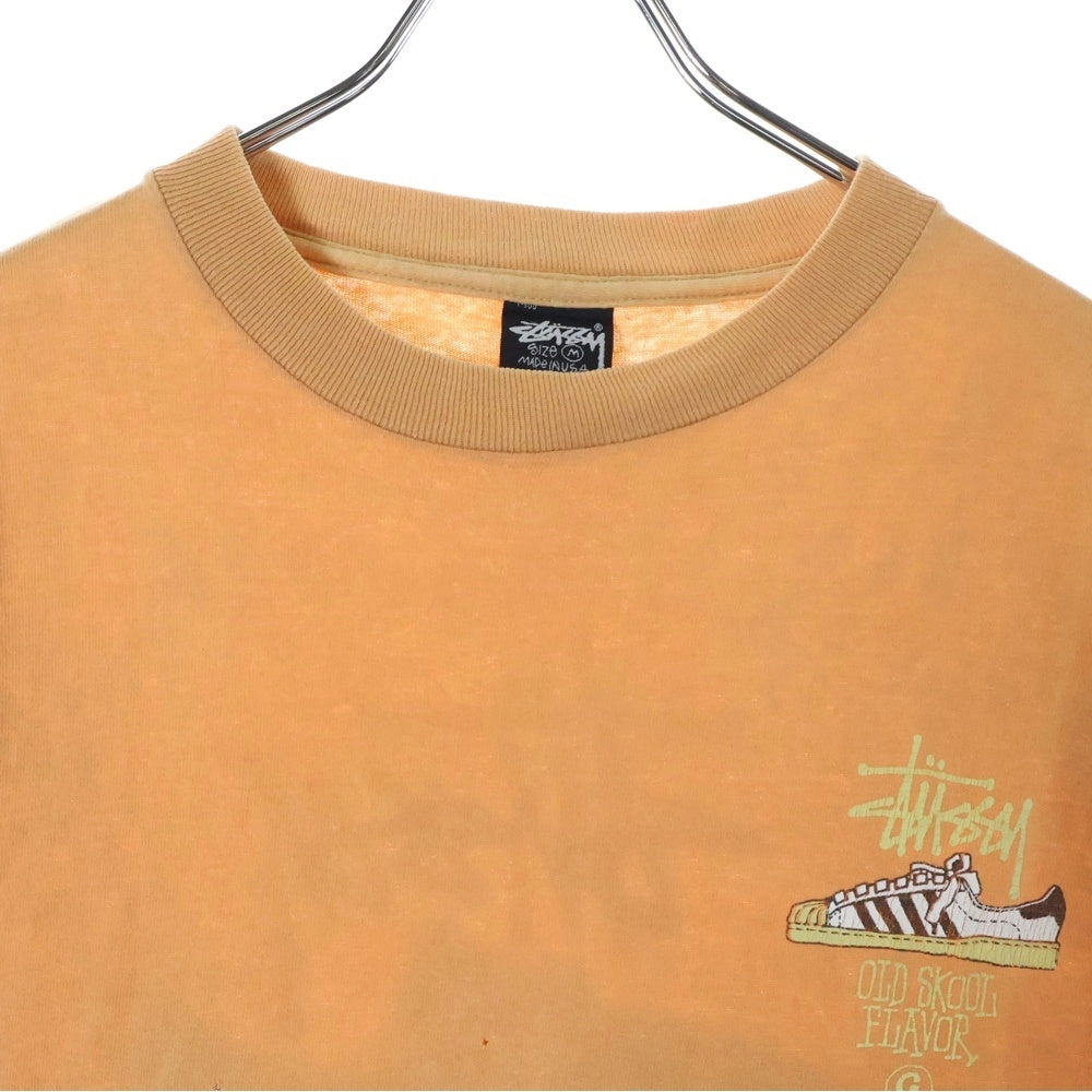 STUSSY(ステューシー) 80s OLD STUSSY OLDSKOOL FLAVOR オールドステューシー 両面プリント Tシャツ 半袖カットソー オレンジ