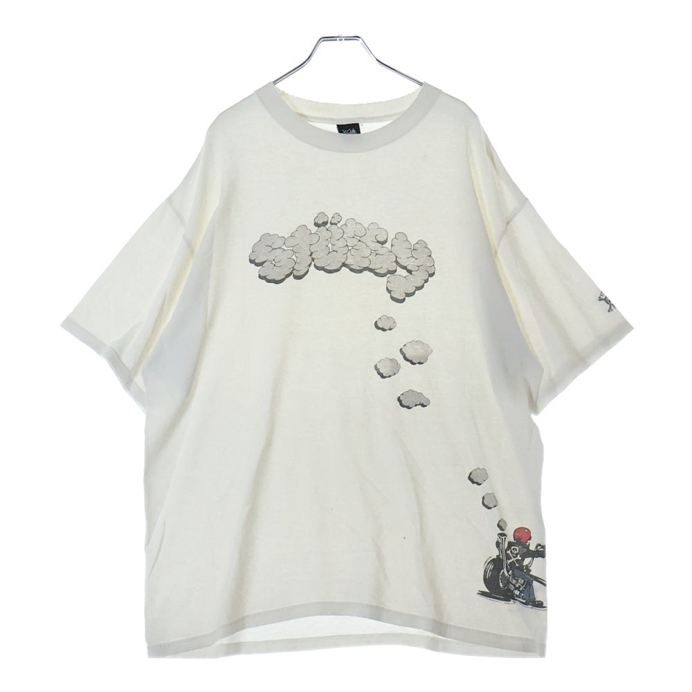 STUSSY(ステューシー) 00s OLD STUSSY BIKE バイカー 雲 スカル ドクロ プリント Tシャツ 半袖カットソー ホワイト