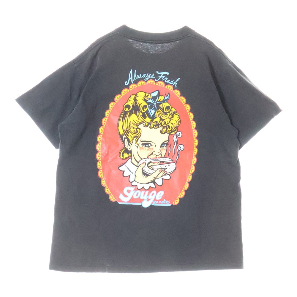 VINTAGE(ヴィンテージ) 90s GOUGE バックレディ プリント Tシャツ 半袖カットソー ブラック