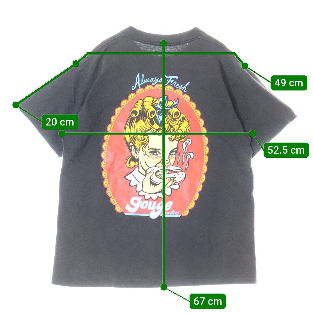 VINTAGE(ヴィンテージ) 90s GOUGE バックレディ プリント Tシャツ 半袖カットソー ブラック
