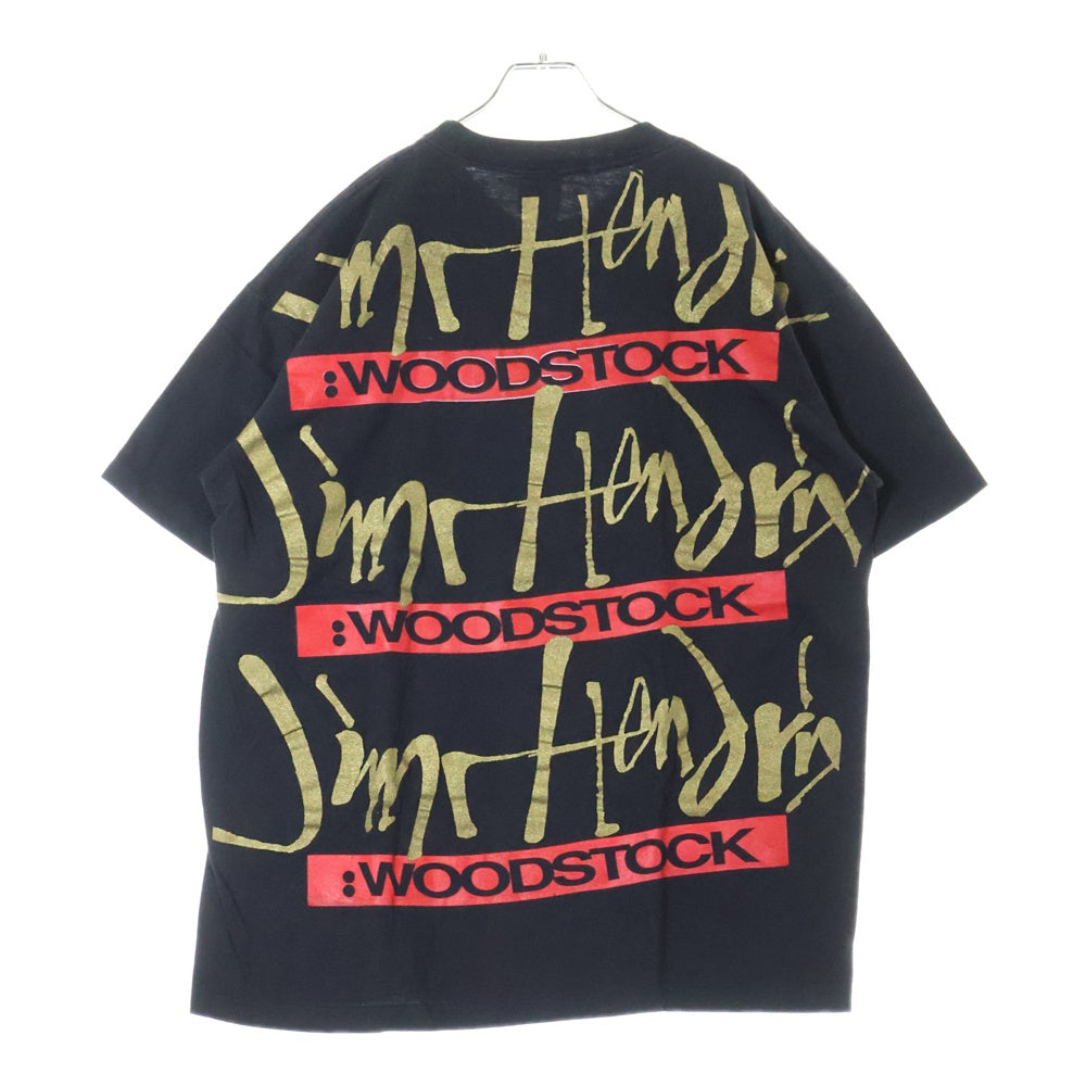 VINTAGE(ヴィンテージ) 90s WOODSTOCK JIMI HENDRIX ジミヘンドリクス ウッドストック バックプリント 半袖Tシャツ カットソー ブラック