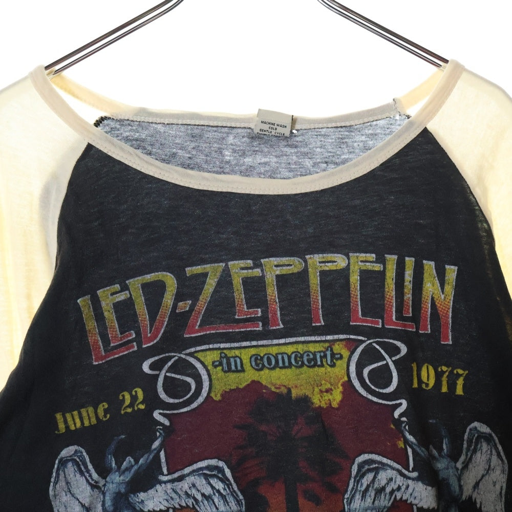 VINTAGE(ヴィンテージ) 70s LED ZEPPELIN IN CONCERT CALIFORNIA 1977 L/S ラグラン 長袖Tシャツ カットソー ブラック