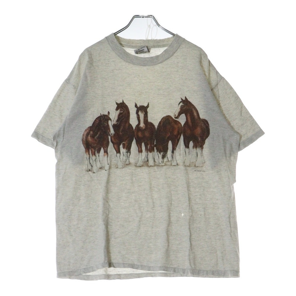 VINTAGE(ヴィンテージ) 90s LOFT HORSE ホース 馬 両面プリント Tシャツ 半袖カットソー グレー