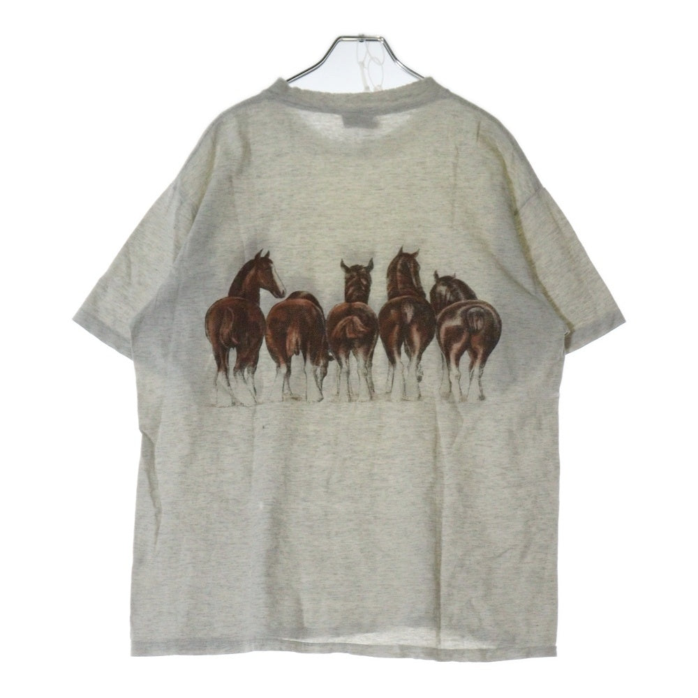 VINTAGE(ヴィンテージ) 90s LOFT HORSE ホース 馬 両面プリント Tシャツ 半袖カットソー グレー