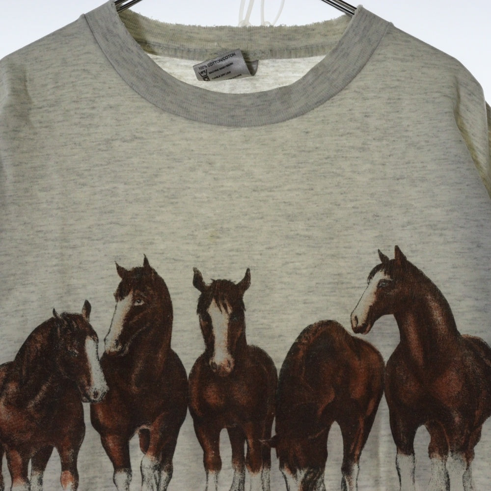 VINTAGE(ヴィンテージ) 90s LOFT HORSE ホース 馬 両面プリント Tシャツ 半袖カットソー グレー