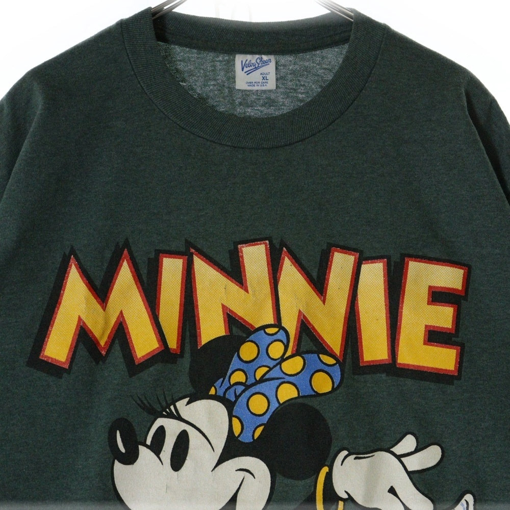 VINTAGE(ヴィンテージ) 90s DISNEY Minnie VELVA SHEEN ディズニー ミニー ヴェルバシーン フロントプリント Tシャツ 半袖カットソー グリーン