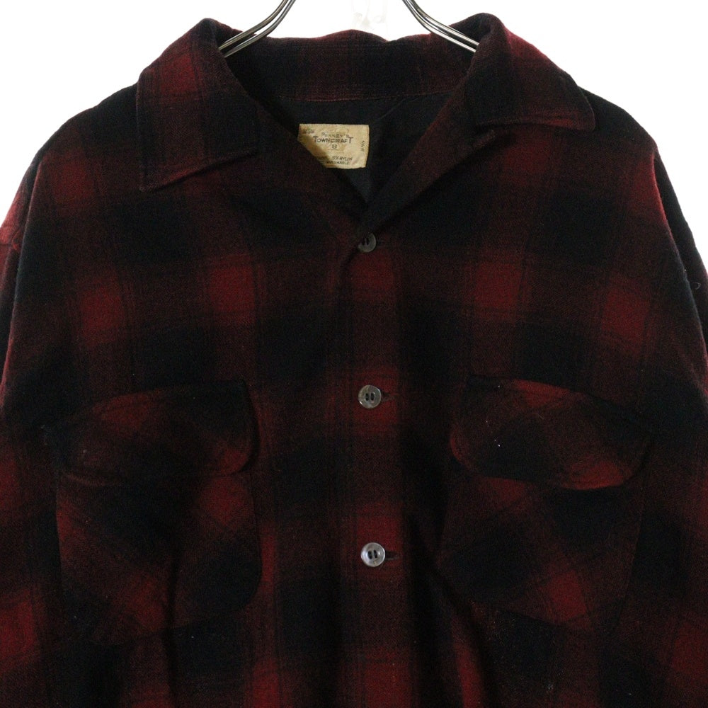 VINTAGE(ヴィンテージ) 60s TOWNCRAFT PENNEY タウンクラフト オンブレ チェック 長袖 シャツ レッド