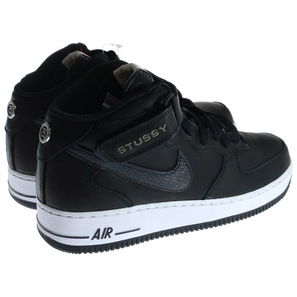 NIKE(ナイキ) ×STUSSY AIR FORCE 1 MID BLACK SNAKESKIN DJ7840-001 ステューシー エアフォースワン ミドルカットスニーカー ブラック US9.5/27.5cm