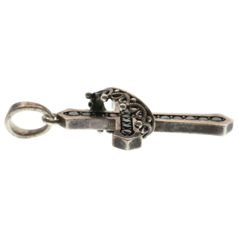 Justin Davis(ジャスティンデイヴィス) CROSS WITH CROWN STONE TOP クロス クラウン ペンダントトップ ネックレストップ 925刻印 シルバー