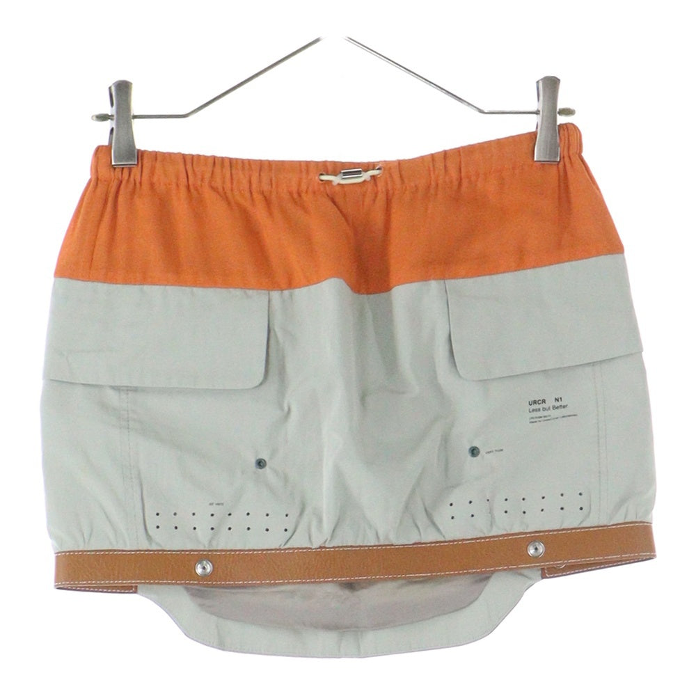 UNDERCOVER(アンダーカバー) 10ss LESS BUT BETTER期 URCR N1 MINI SKIRT レザー切替 シルク ミニスカート E1602 ブラウン/オレンジ