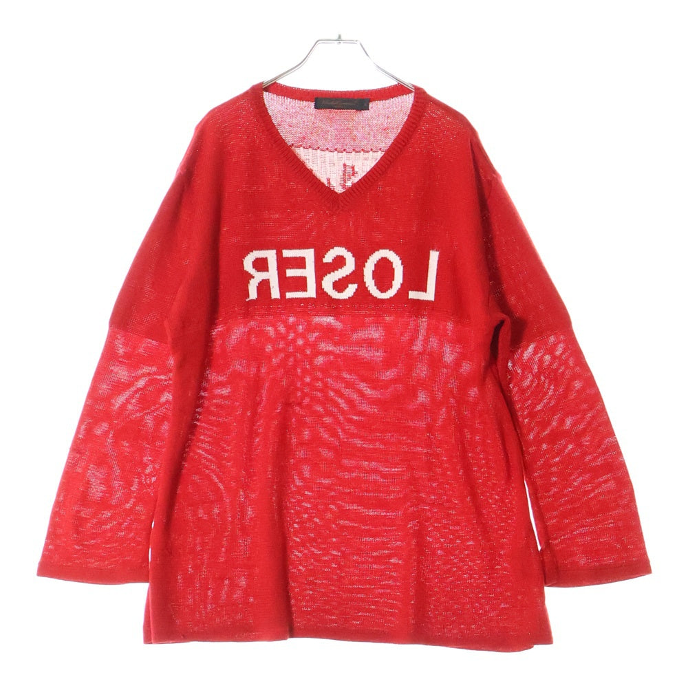 UNDERCOVERISM(アンダーカバイズム) 02AW CABLE KNIT SWEATER 魔女期 LOSER Vネックニット セーター レッド
