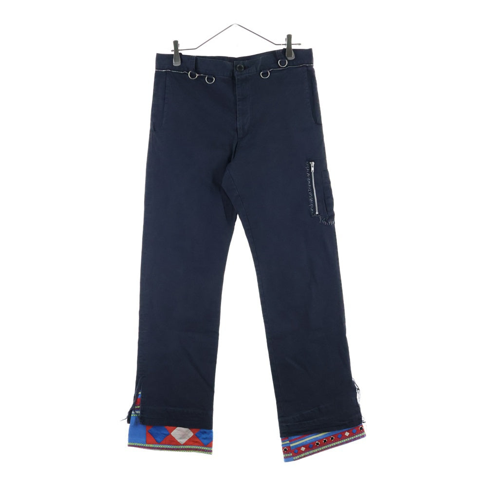 UNDERCOVERISM(アンダーカバイズム) 03SS SCAB COTTON TROUSERSスキャブ期 クラストパンツ ストレート トラウザーズ 瘡蓋 民族柄 ツギハギ ブラック