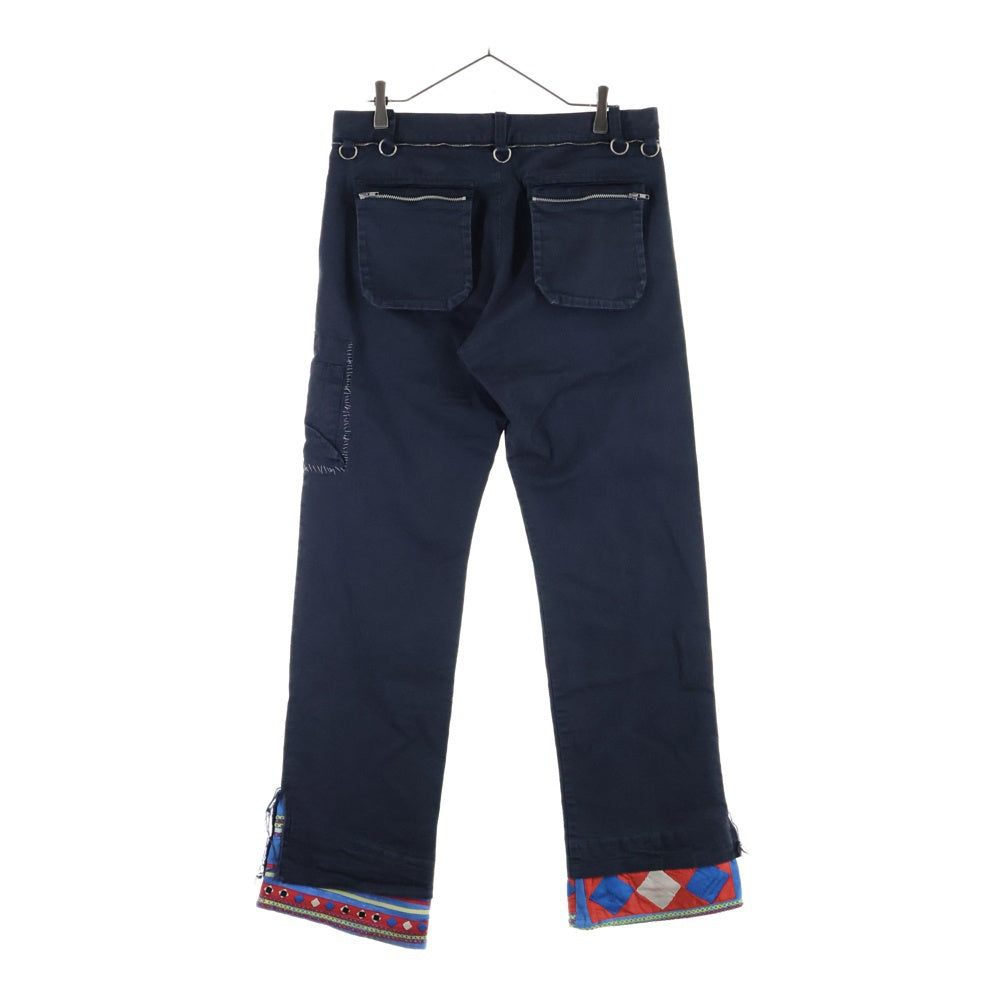 UNDERCOVERISM(アンダーカバイズム) 03SS SCAB COTTON TROUSERSスキャブ期 クラストパンツ ストレート トラウザーズ 瘡蓋 民族柄 ツギハギ ブラック