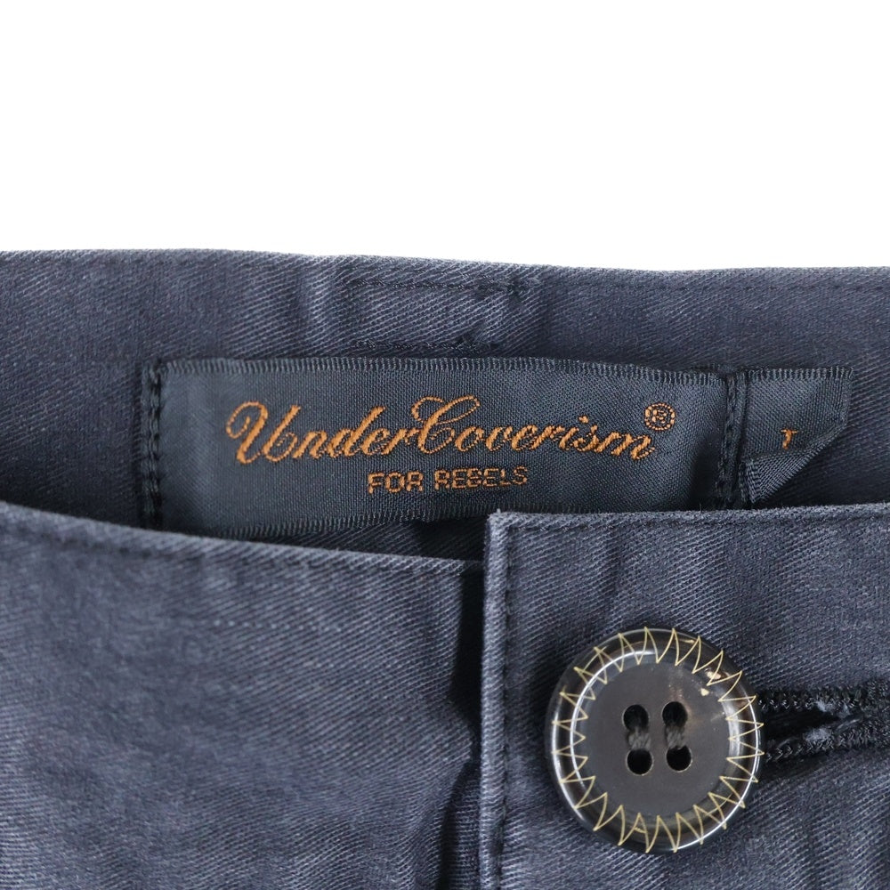 UNDERCOVERISM(アンダーカバイズム) 03SS SCAB COTTON TROUSERSスキャブ期 クラストパンツ ストレート トラウザーズ 瘡蓋 民族柄 ツギハギ ブラック