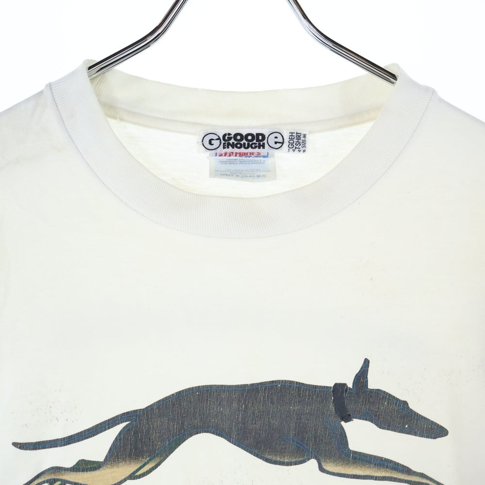 GOODENOUGH(グッドイナフ) DOG PRINT L/S ドッグ ドーベルマン フロント プリント Tシャツ 長袖カットソー ホワイト