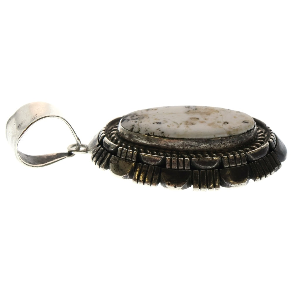 INDIAN JEWELRY(インディアンジュエリー) NAVAJO RCC STERLING RICHARD CURLEY ナバホ族 スターリング シルバー リチャードカーリー ホワイトバッファロー ペンダントトップ