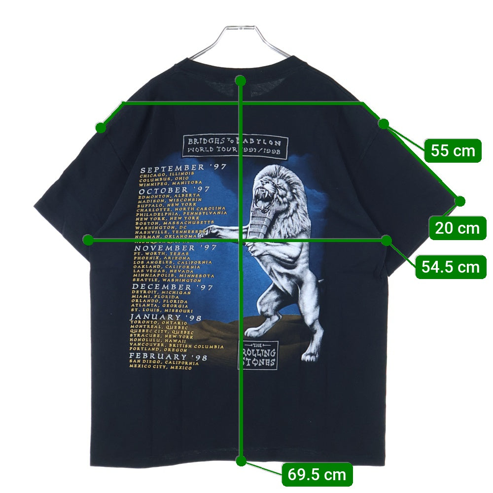 VINTAGE(ヴィンテージ) 90s The Rolling Stones Bridges to Babylon World Tour ローリングストーンズ ワールドツアー 半袖Tシャツ ブラック