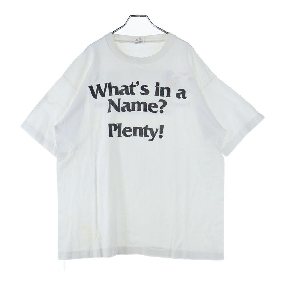 VINTAGE(ヴィンテージ) 90s PRIMERICA WHAT'S IN A NAME PLENTY 両面プリント Tシャツ 半袖カットソー ホワイト