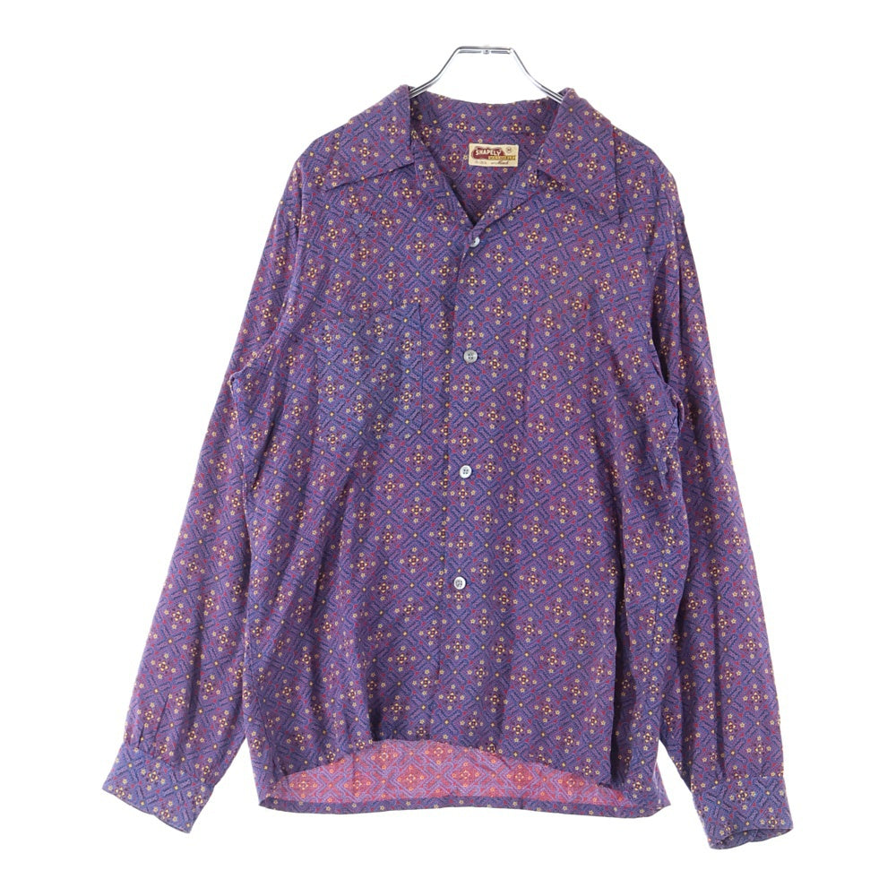 VINTAGE(ヴィンテージ) 40s SHAPELY WASHABLE OPEN COLLAR レーヨン オープンカラー 長袖 シャツ 総柄 マルチカラー パープル