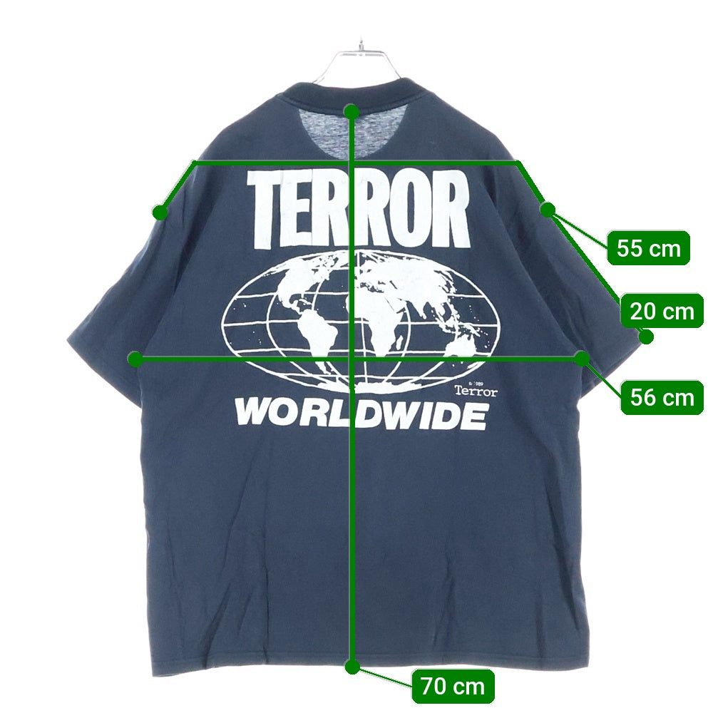 VINTAGE(ヴィンテージ) 90s TERROR WORLDWIDE LIBERTY OR DEATH テラー 両面プリント Tシャツ 半袖カットソー ブラック