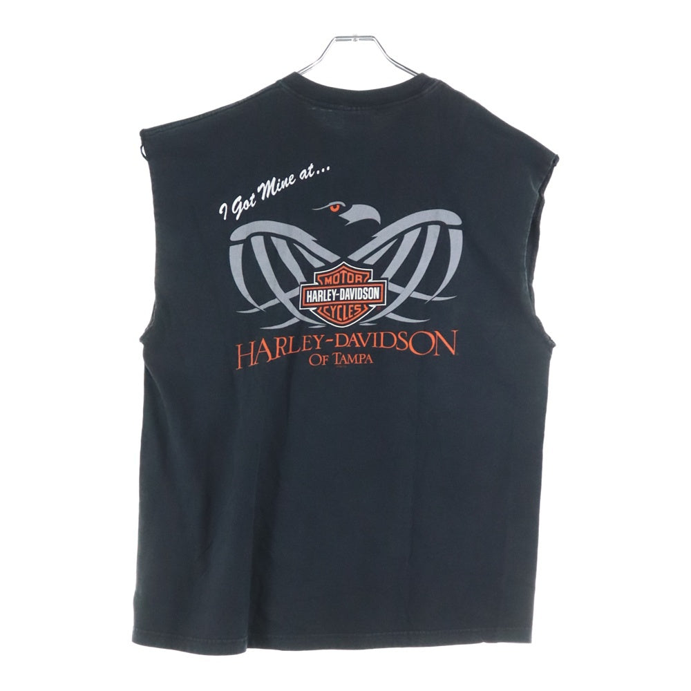 VINTAGE(ヴィンテージ) 90-00s HARLEY DAVIDSON OF TAMPA ハーレーダビッドソン ノースリーブTシャツ カットオフ カットソー ブラック