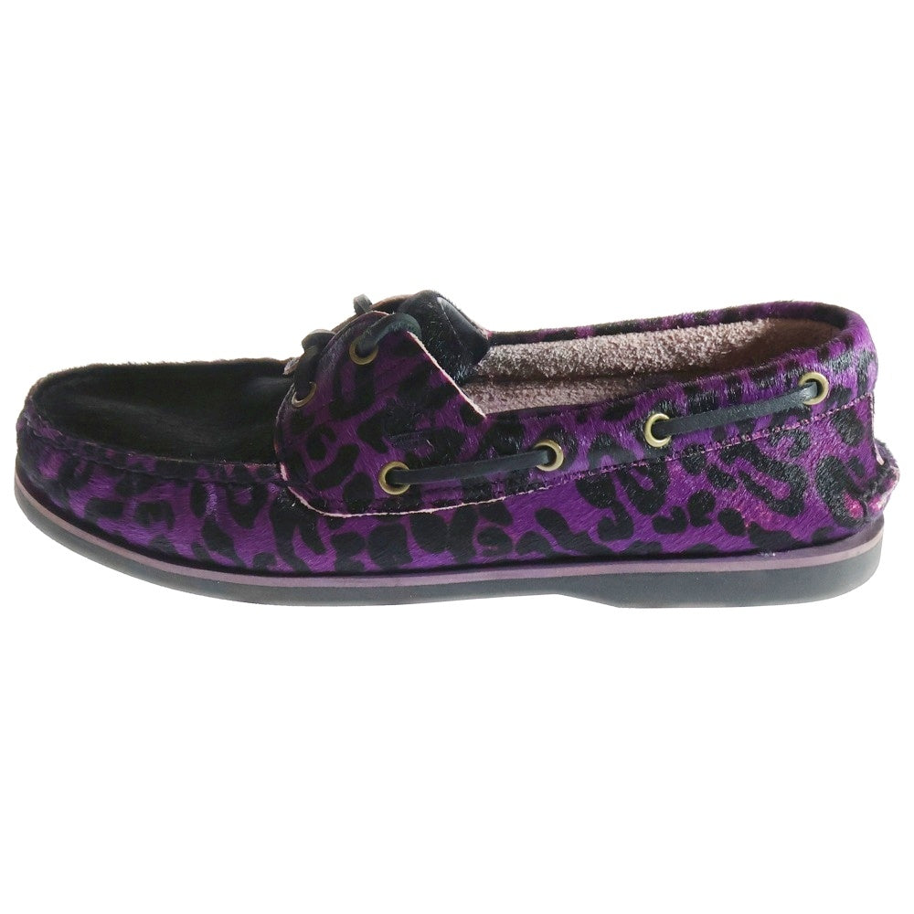 Timberland(ティンバーランド) × WACKO MARIA ワコマリア クラシック ツーアイ ボートシューズ ハラコ デッキシューズ パープル レオパード