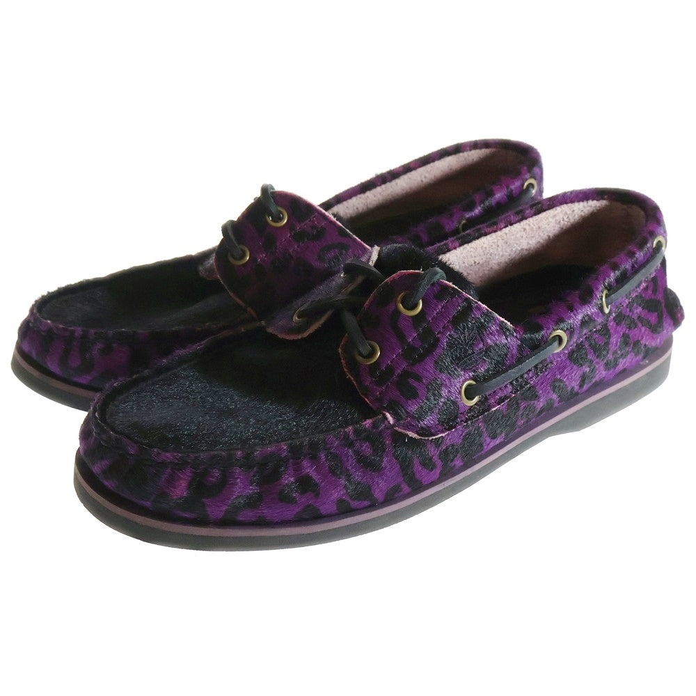 Timberland(ティンバーランド) × WACKO MARIA ワコマリア クラシック ツーアイ ボートシューズ ハラコ デッキシューズ パープル レオパード