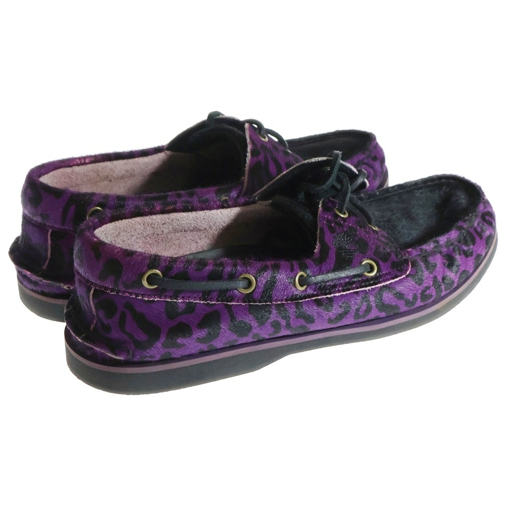Timberland(ティンバーランド) × WACKO MARIA ワコマリア クラシック ツーアイ ボートシューズ ハラコ デッキシューズ パープル レオパード