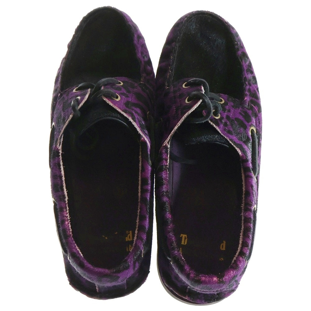 Timberland(ティンバーランド) × WACKO MARIA ワコマリア クラシック ツーアイ ボートシューズ ハラコ デッキシューズ パープル レオパード