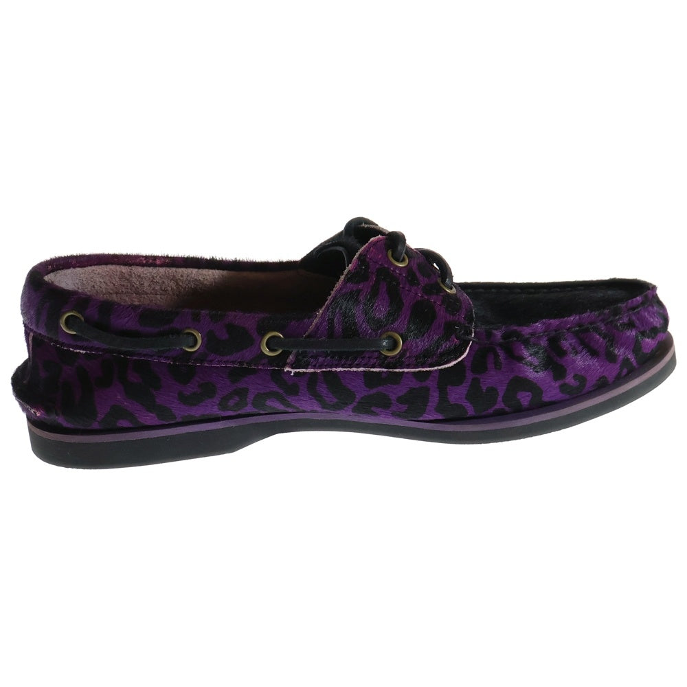 Timberland(ティンバーランド) × WACKO MARIA ワコマリア クラシック ツーアイ ボートシューズ ハラコ デッキシューズ パープル レオパード