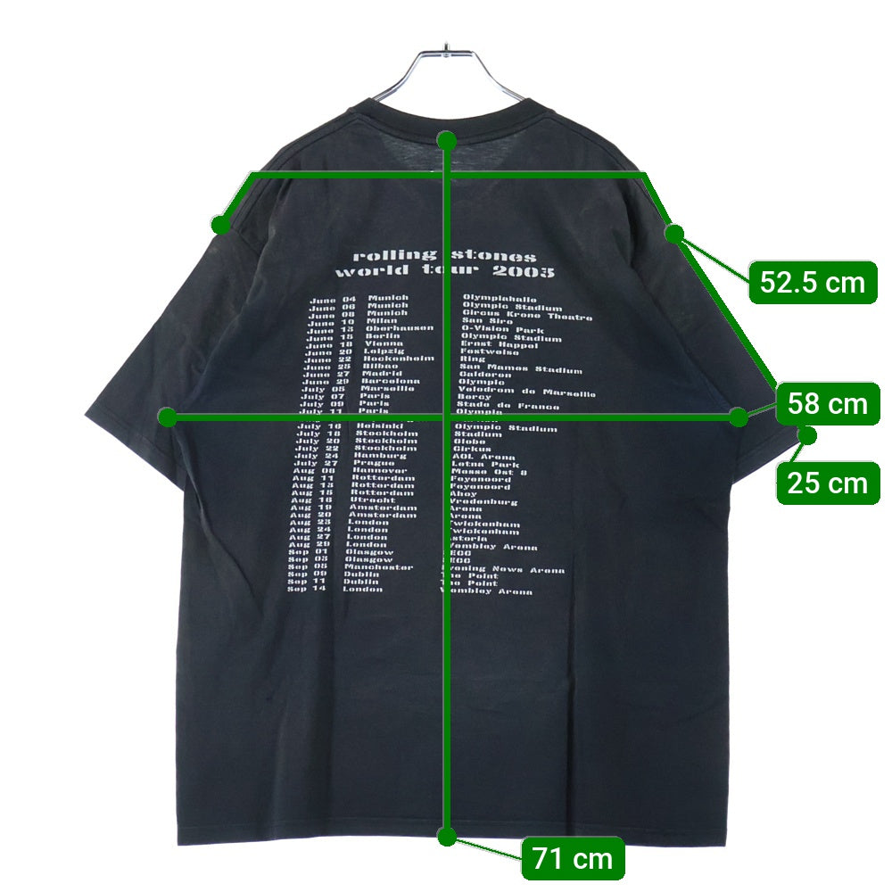 VINTAGE(ヴィンテージ) 00s THE ROLLING STONES WORLD TOUR ローリングストーンズ 両面プリント Tシャツ 半袖カットソー ブラック