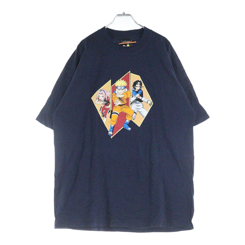 VINTAGE(ヴィンテージ) 00s NARUTO ナルト サスケ サクラ 初期三人組 フロント プリント Tシャツ 半袖カットソー ネイビー