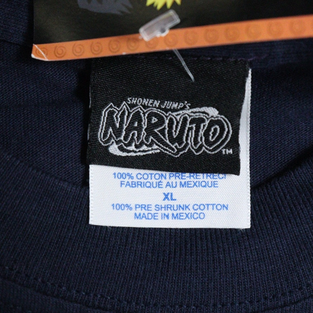 VINTAGE(ヴィンテージ) 00s NARUTO ナルト サスケ サクラ 初期三人組 フロント プリント Tシャツ 半袖カットソー ネイビー