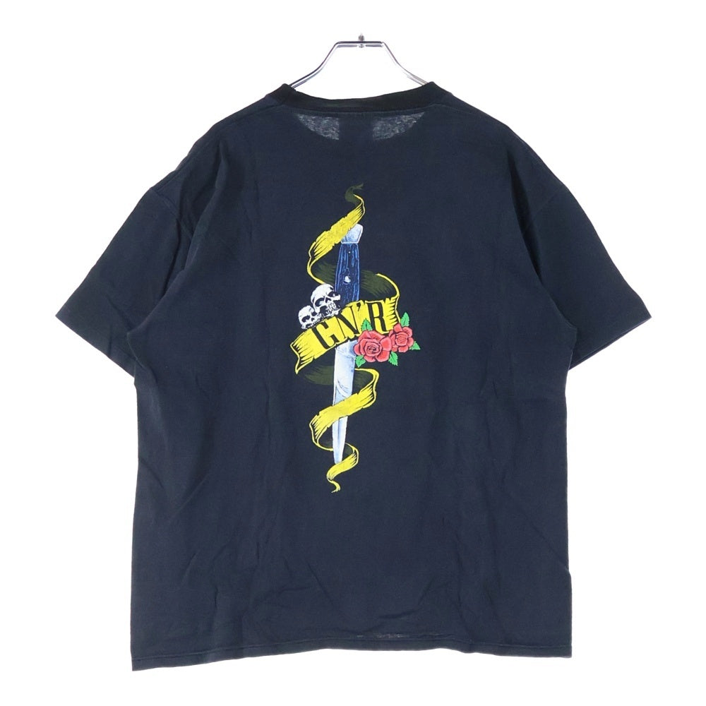 VINTAGE(ヴィンテージ) 90s GUNS N' ROSES 1990 SKULL HEART GUN G N'R ガンズ・アンド・ローゼズ 1990 スカル ハート ガン Tシャツ 半袖カットソーブラック