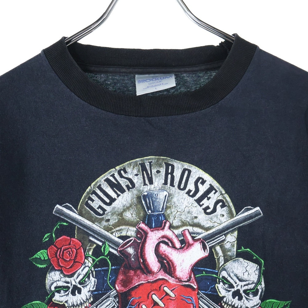 VINTAGE(ヴィンテージ) 90s GUNS N' ROSES 1990 SKULL HEART GUN G N'R ガンズ・アンド・ローゼズ 1990 スカル ハート ガン Tシャツ 半袖カットソーブラック