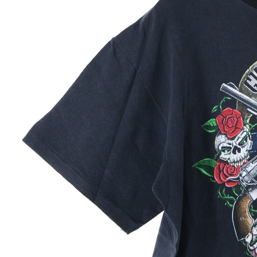 VINTAGE(ヴィンテージ) 90s GUNS N' ROSES 1990 SKULL HEART GUN G N'R ガンズ・アンド・ローゼズ 1990 スカル ハート ガン Tシャツ 半袖カットソーブラック