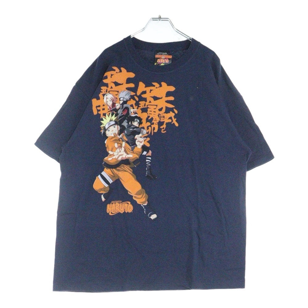 VINTAGE(ヴィンテージ) 00s NARUTO ナルト サスケ サクラ カカシ フロント プリント Tシャツ 半袖カットソー ネイビー