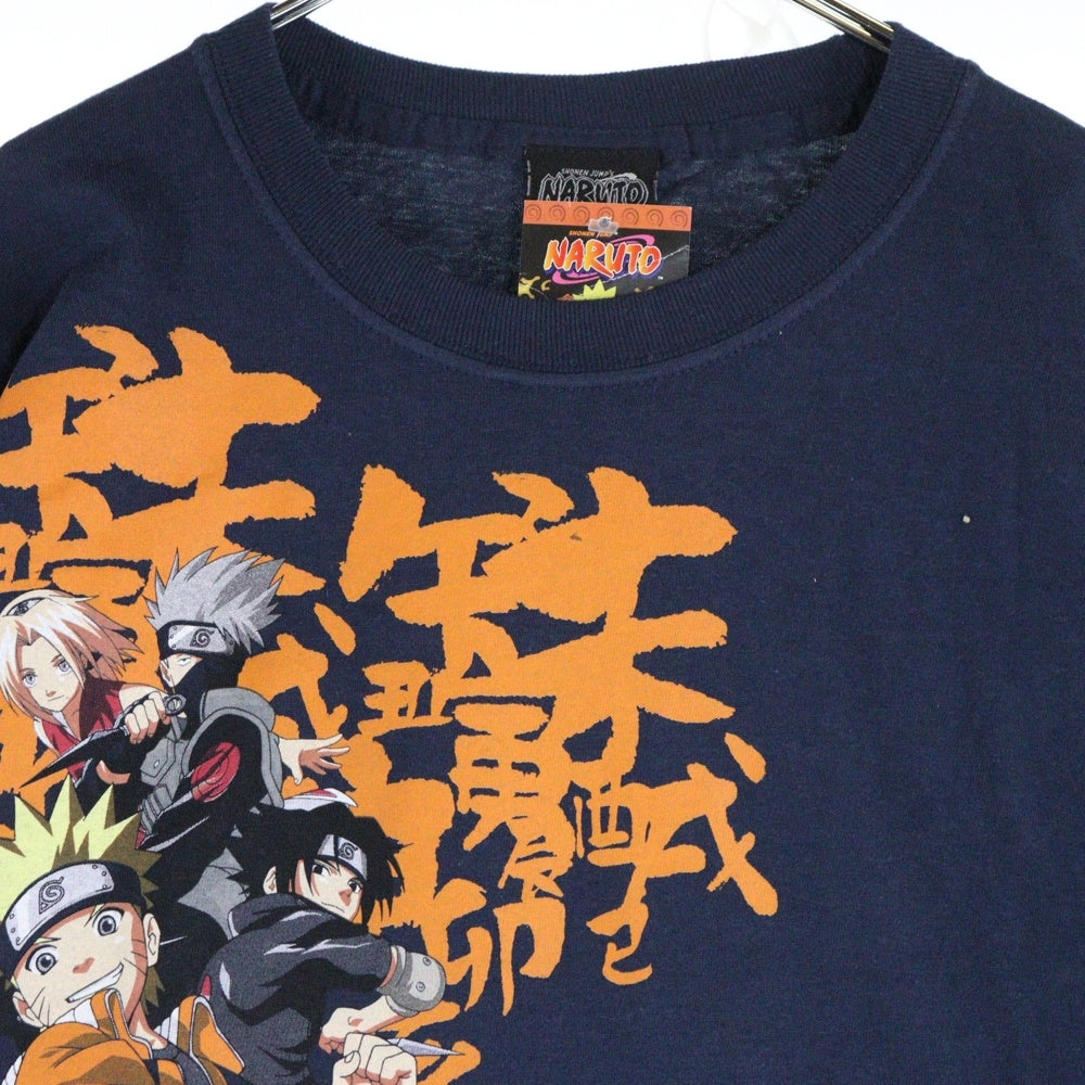 VINTAGE(ヴィンテージ) 00s NARUTO ナルト サスケ サクラ カカシ フロント プリント Tシャツ 半袖カットソー ネイビー