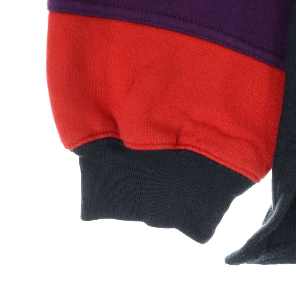 BALENCIAGA(バレンシアガ) 19AW RIVE GAUCHE HALF ZIP SWEAT ロゴ刺繍 ボーダー ハーフジップ スウェット トレーナー 583138 TFV39 レッド