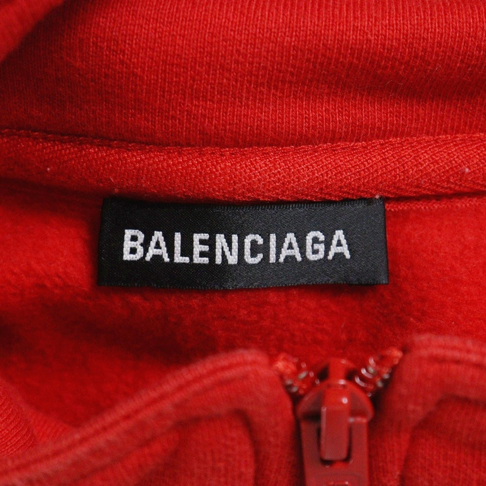 BALENCIAGA(バレンシアガ) 19AW RIVE GAUCHE HALF ZIP SWEAT ロゴ刺繍 ボーダー ハーフジップ スウェット トレーナー 583138 TFV39 レッド