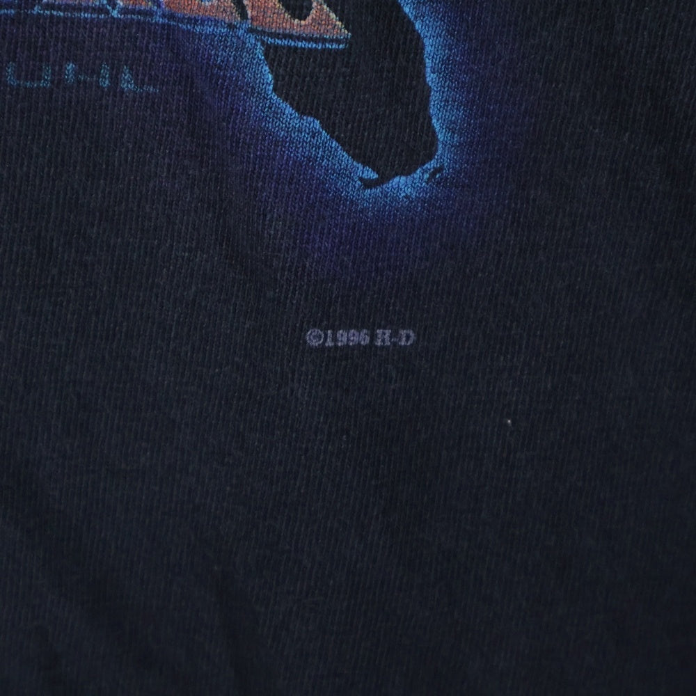 VINTAGE(ヴィンテージ) 90s HARLEY DAVIDSON THE LAND OF THE FREE ハーレーダビッドソン 両面プリント Tシャツ 半袖カットソー ブラック
