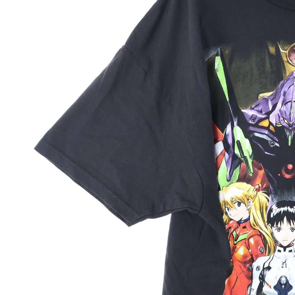 GEEKSRULE(ギークスルール) EVANGELION エヴァンゲリオン 碇シンジ 綾波レイ 式波アスカラングレー 碇ゲンドウ フロントプリント Tシャツ 半袖カットソー ブラック