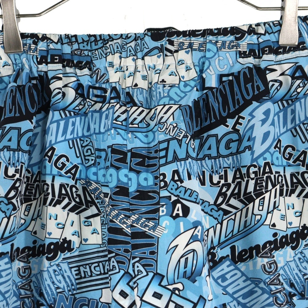 BALENCIAGA(バレンシアガ) 18SS PAJAMA PANTS パジャマ イージー パンツ ブルー/ブラック 527828 TELF7