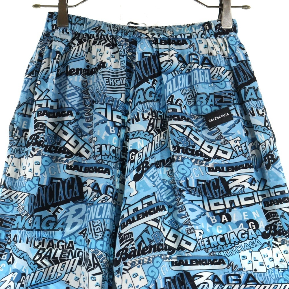 BALENCIAGA(バレンシアガ) 18SS PAJAMA PANTS パジャマ イージー パンツ ブルー/ブラック 527828 TELF7