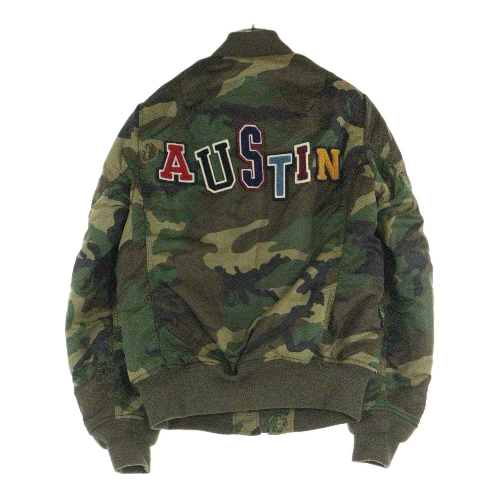 HYSTERIC GLAMOUR(ヒステリックグラマー) MA-1 CAMO PRIMALOFT プリマロフト ロゴ刺繍 ジップアッフプ ブルゾン カモ柄 迷彩 カーキ/ブラウン 0153AB02