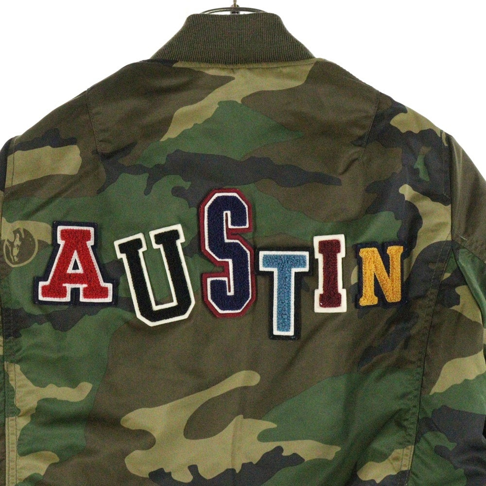 HYSTERIC GLAMOUR(ヒステリックグラマー) MA-1 CAMO PRIMALOFT プリマロフト ロゴ刺繍 ジップアッフプ ブルゾン カモ柄 迷彩 カーキ/ブラウン 0153AB02