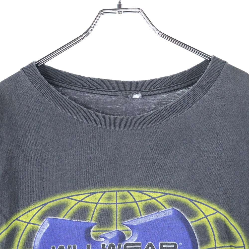 VINTAGE(ヴィンテージ) 00s WU WEAR ウータンクラン フロントプリント 半袖Tシャツ カットソー ブラック